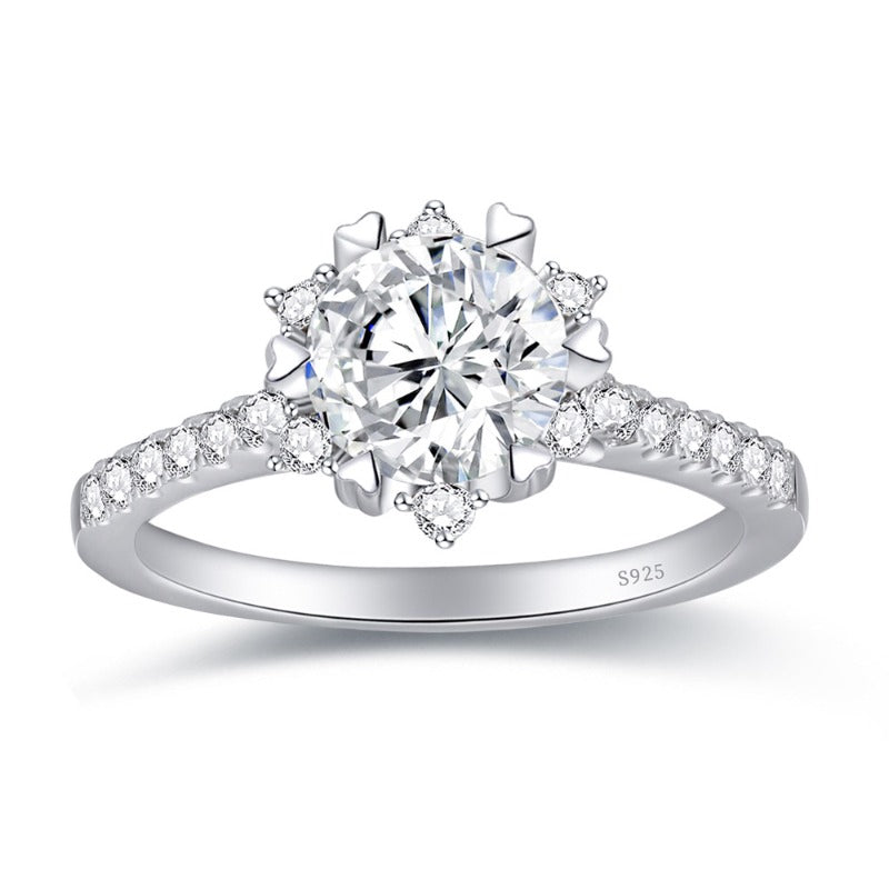 1.2ct moissanite six-claw classic snowflake inlaid ring, fashionable love ring, Women'S Valentine'S Day anniversary gift, with exquisite gift box., Perfect for Wedding, Valentine'S Day, Anniversary, Party, Formal, Everyday, m