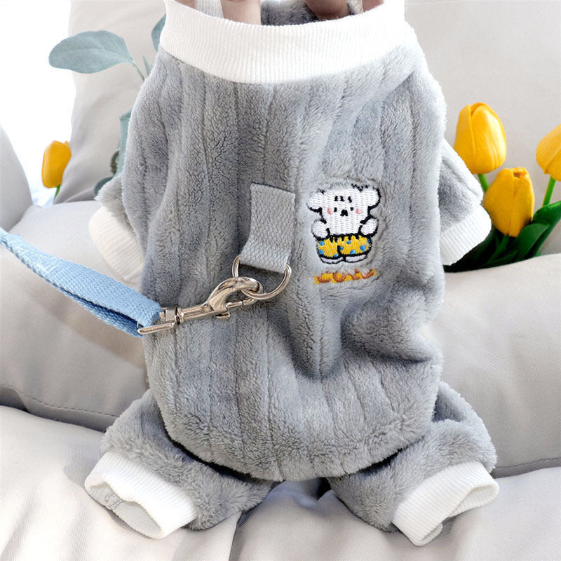 Winter Dog Clothes for Small Dogs with Snap Button Closure - Warm Four-Legged Jacket for Bichon, Teddy, Pomeranian, Schnauzer Puppies - Cold Weather, Easy Wear ( Winter Outfit)
