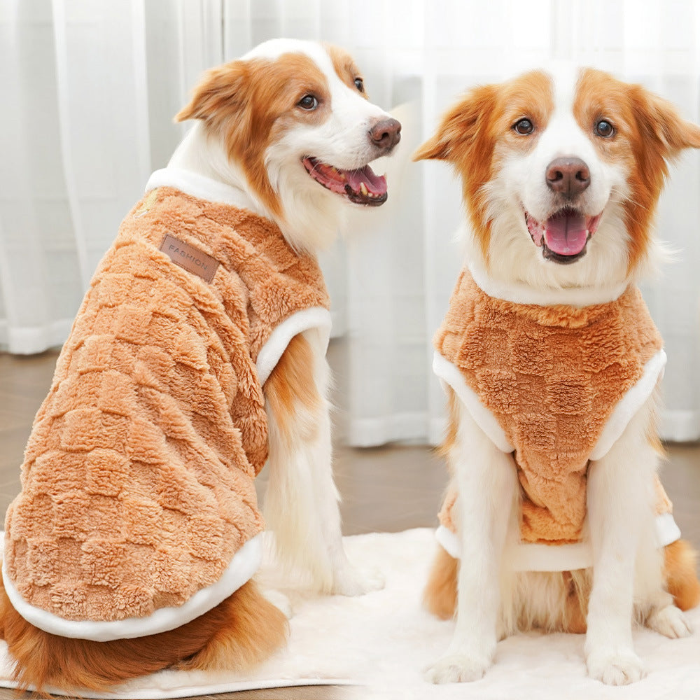 Winter Warm Plush Dog & Cat Clothes for Large Dogs & Cats - Cozy Sweater Jacket with Slip-On/Overhead Style, Cold Weather Apparel for Golden Retrievers, Durable Pet Outerwear for Autumn and Winter
