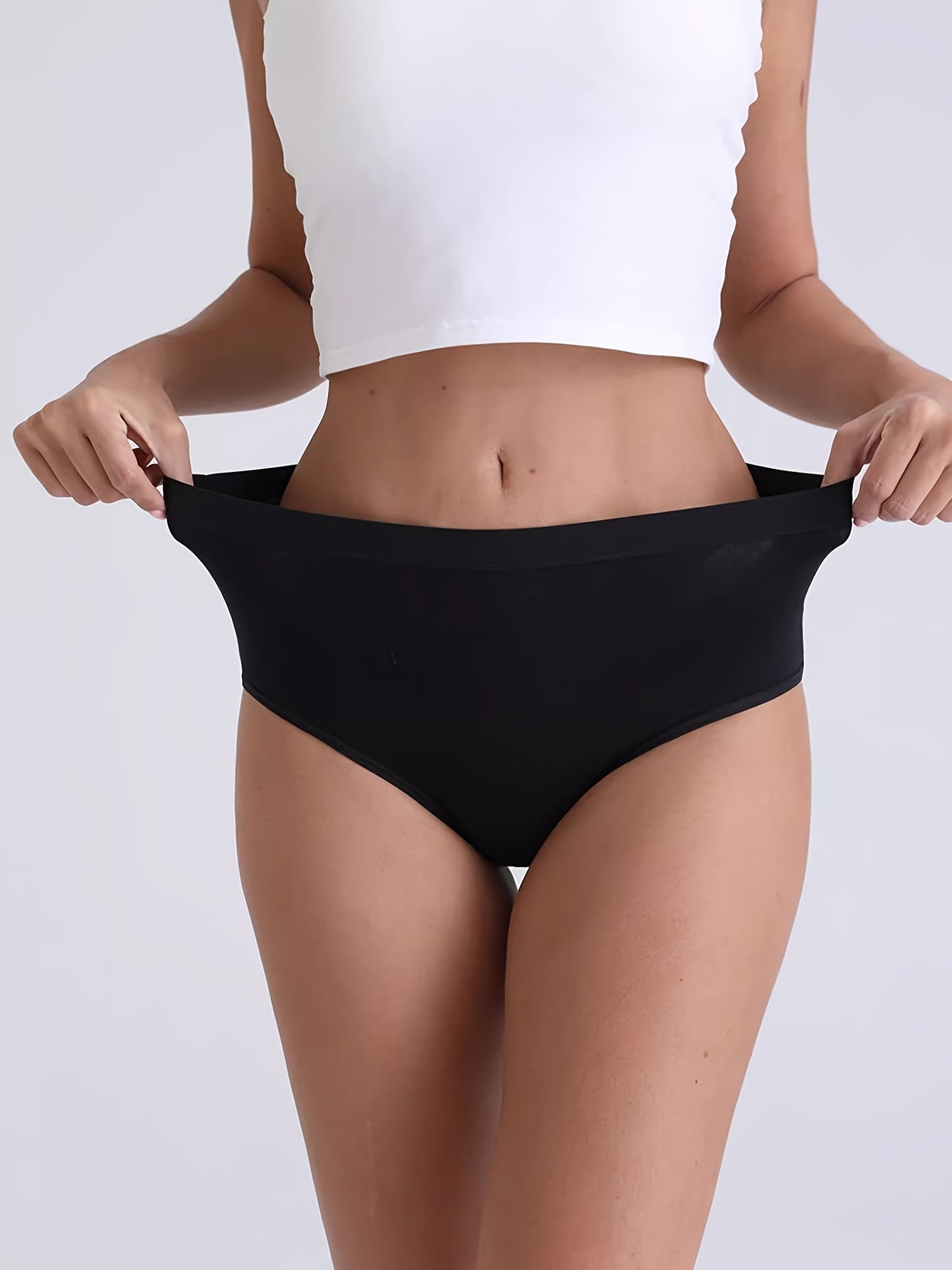 10pcs XORELR Women'S High Waist Tight Pants - Soft Full Coverage Underwear with Mid-Rise, Bohemian Style & Fake Pockets, 10 Solid Colors (Black, Pink, Beige, Light Blue, Dark Blue, Gray, White, Light Green, Mint Green, Navy)