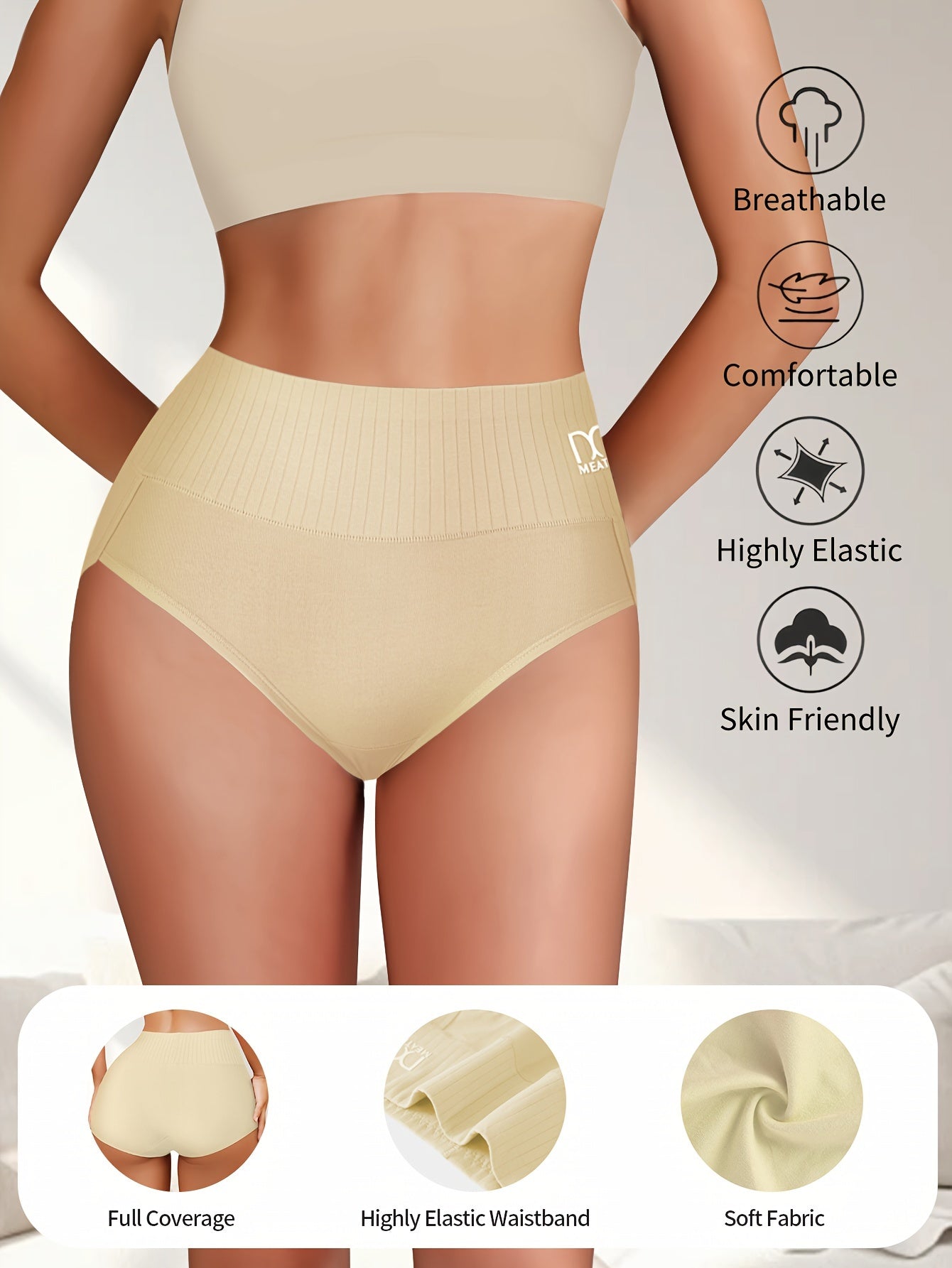 15pcs Colorful Women'S Stripes Breathable & Comfortable Fit Women'S High Waisted Panties Elastic Soft Hip Wrapping High Waisted Thigh Panties Student Back To School Sports Panties & Women'S High Waisted Fashion Panties