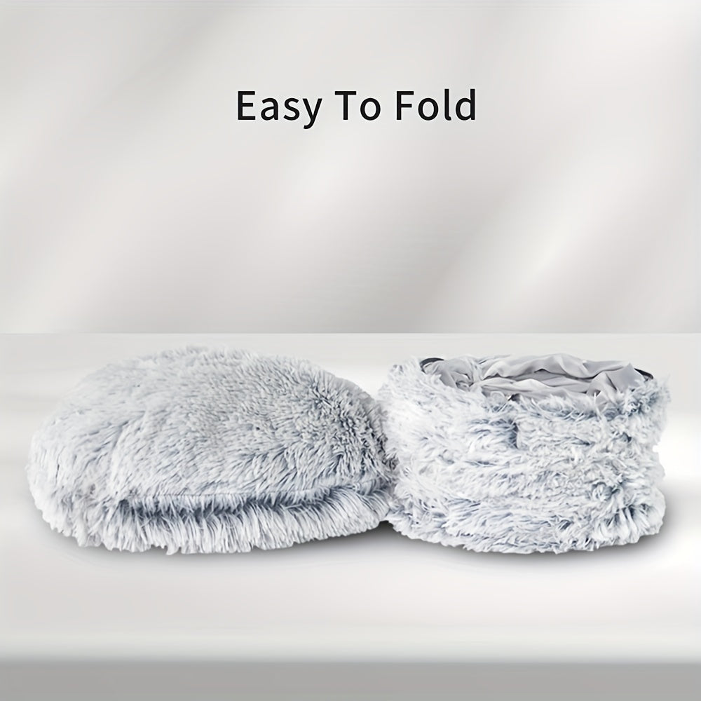 [Cozy Nest for Cats] 2-in-1 Plush Cat Tunnel Bed | Winter Warm Donut-Style Cozy Nest, Enclosed Hideaway with Peekaboo Hole & Hanging Pom Pom Toy, Extra Thick Soft Pet Bed for Anxiety Relief, Deep Sleep, Non Slip Bottom, Multi