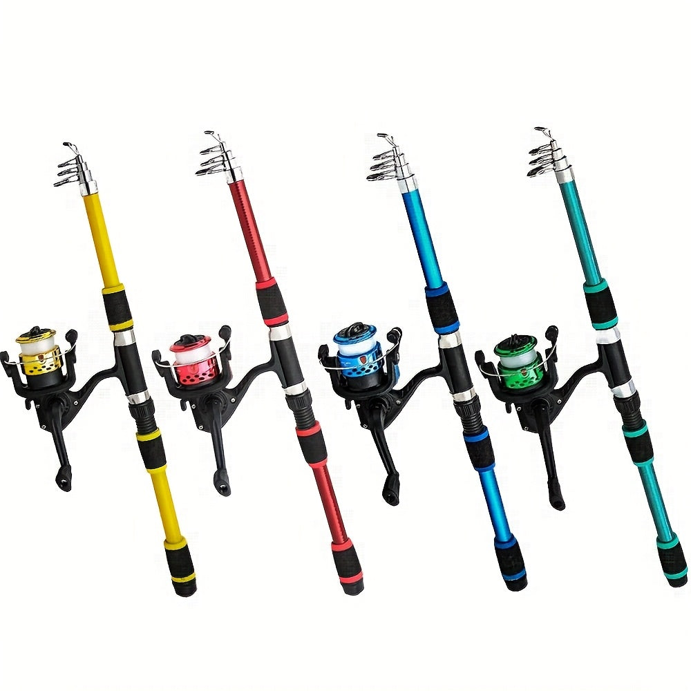 2pcs Fishing Gear Set/2 Telescopic Fishing Rods/2 Spinning Reels/1 Fishing Gear Bag/1 Box of Bait, Hooks, Sequins And Accessories