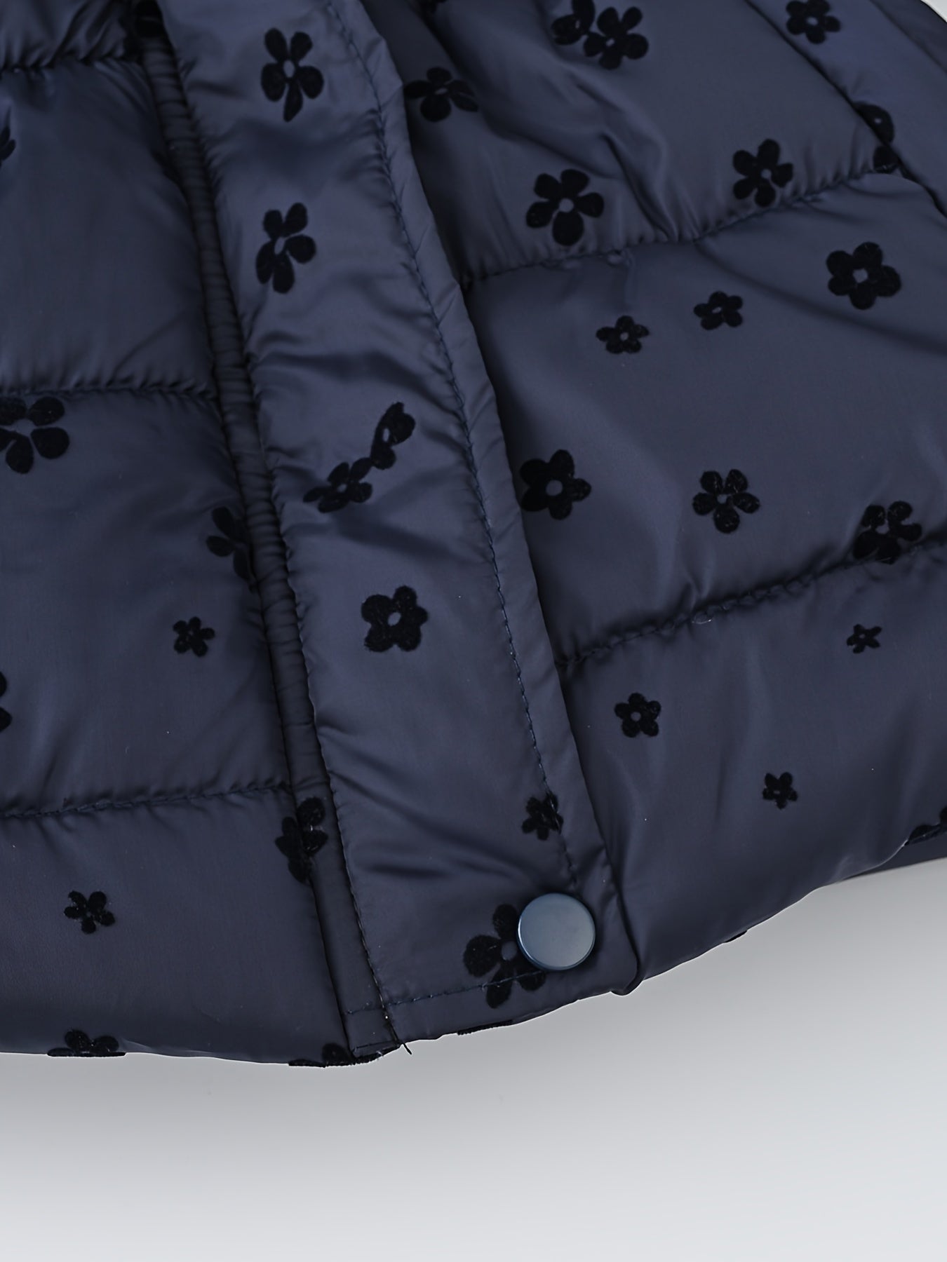 Autumn-Winter New Arrival Girls' -Lined Floral Print Hooded Coat, Fashionable Long Waistcoat for Toddlers and Kids