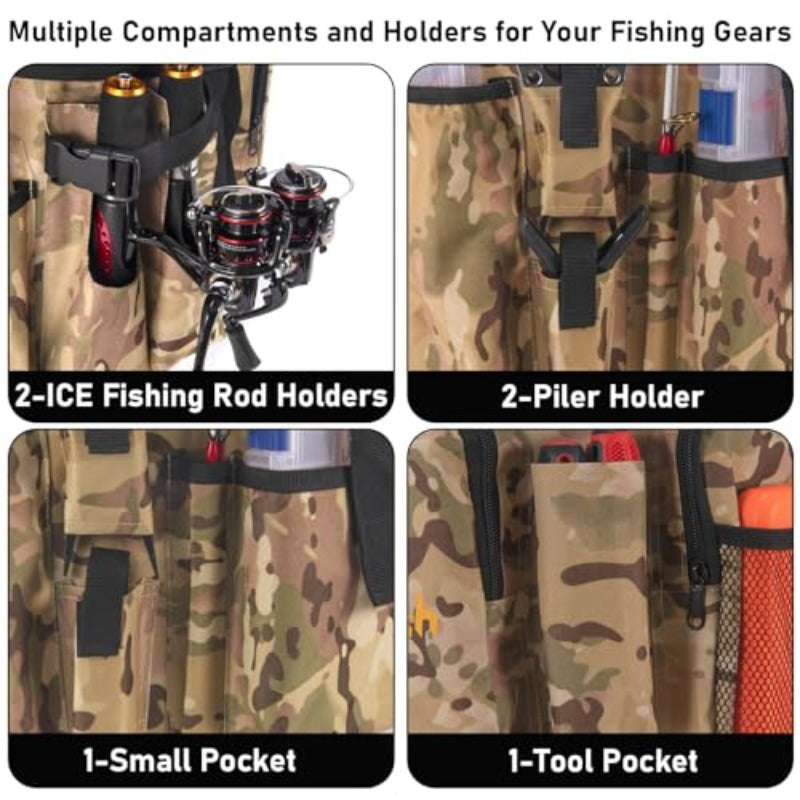 Dr.Fish 40-Pieces Ice Fishing Rod and Reel Combo with 5 Gallon Bucket Tool Organizer for Ice Fishing Gear