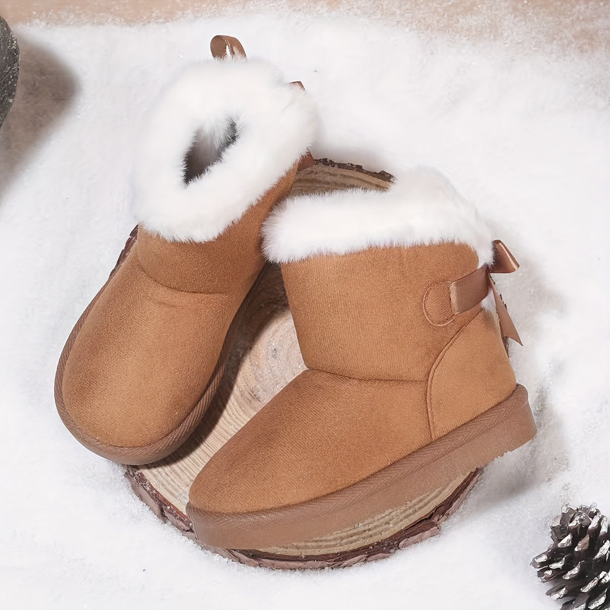 Exquisite Comfortable Fashion Girls' Winter Boots with Lining, Thickened Warm Children's Snow Boots, Baby Shoes, Cold Weather Footwear, Seasonal Footwear, Minimalist Design, Cozy Winter Footwear, Soft Fabric Boots, Midtop Boo