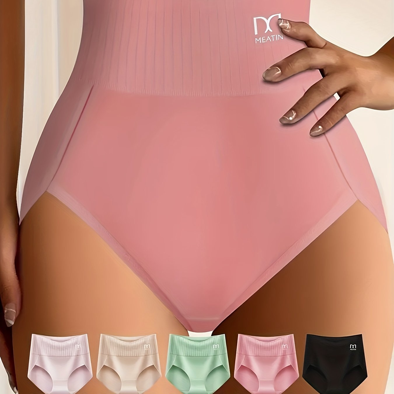 QUASTI 10 Pieces Ladies' High-waist Panties In Black Stripes, Combining Breathable Comfort With A Perfect Fit. Women High-waist Underwear Feature Elastic, Soft Hip Wrap With A High-rise Thigh Design, Offering A Perfect Blend