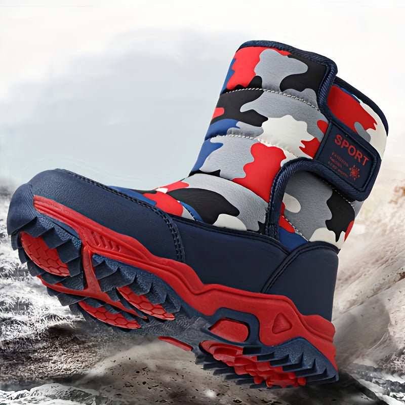 Kids' High-Top Snow Boots - Non-Slip Warm Winter Shoes with Closure, Durable TPR Sole & Breathable Fabric Lining for Outdoor Hiking, Casual Wear - Boys & Girls, Hiking Boots, Hiking Footwear, Sporty Design, Secure Fit Footwea