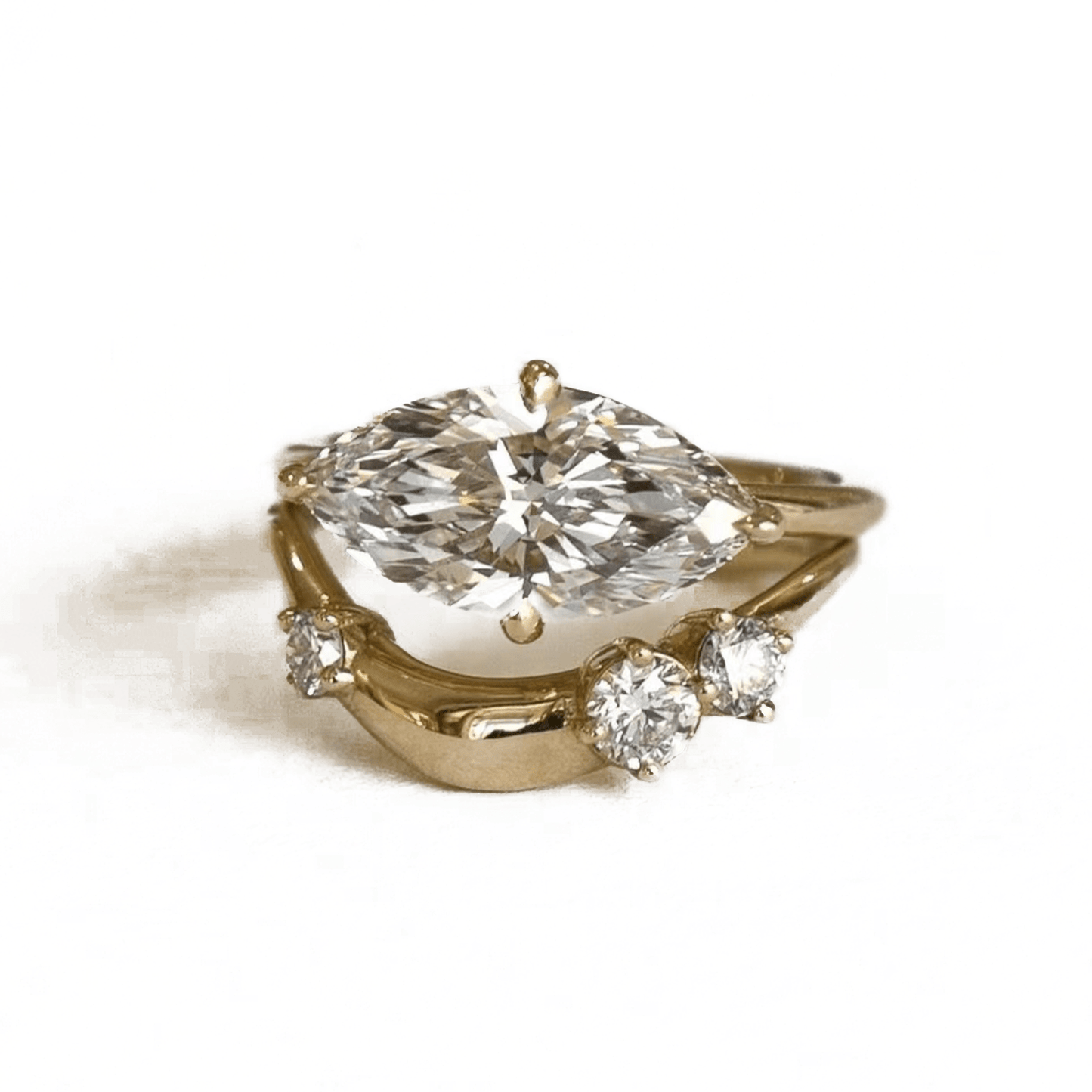 Give Exquisite Gifts European and American Fashion Luxury Ins Style S925 925 Silver Inlaid Moissanite Marquise 6*12mm Two-piece Kit Ring Ring