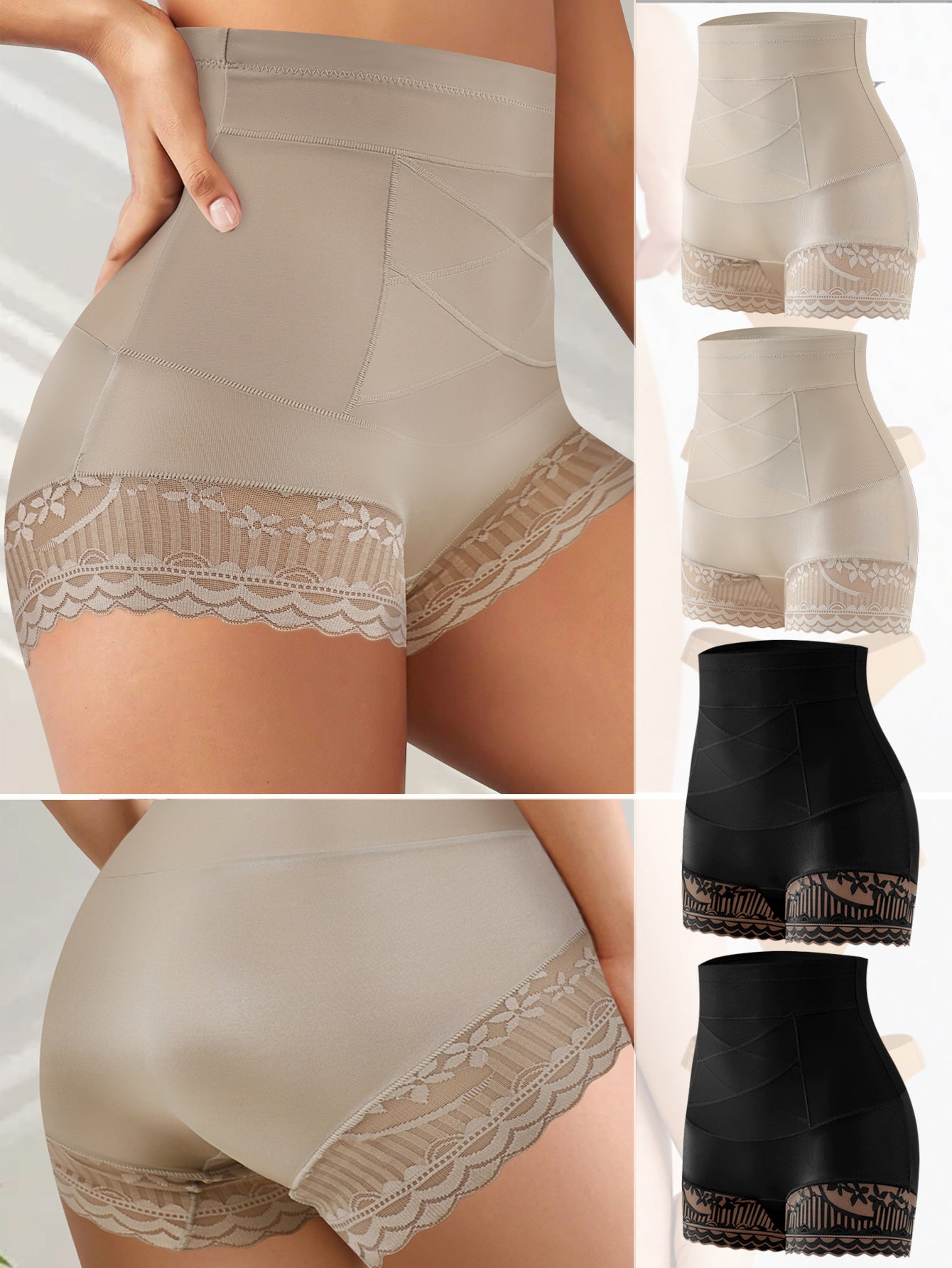 4pcs Women's High-Waisted Seamless Briefs- Tummy Control& Butt Lifting, Soft& Breathable, Invisible Comfort, Elegant Design, Casual Attire, Plus Size Shapewear, Plus Size Briefs Soft No Seam Underwear for Women Xxxl, Panty Pl