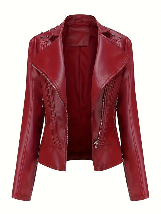 Women's Jacket, Short Biker Jacket, Urban Style, Casual Wear, Minimalist Design, Structured Fit, Hand Washable, Long Sleeve Jacket, Zip-Up Jacket, Casual Wardrobe, Motorcycle Enthusiasts