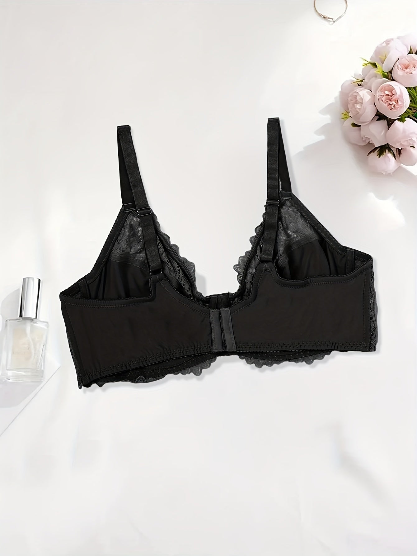 4pcs Plus Size Elegant Full Cover Underwire Lace Bra, Comfortable Fit, Breathable, Adjustable Straps Soft Stretch Fabric for All-Day Comfort- Perfect for Casual Attire, Plus Size Underwire Lightly Padded Bra, Women Bras for W