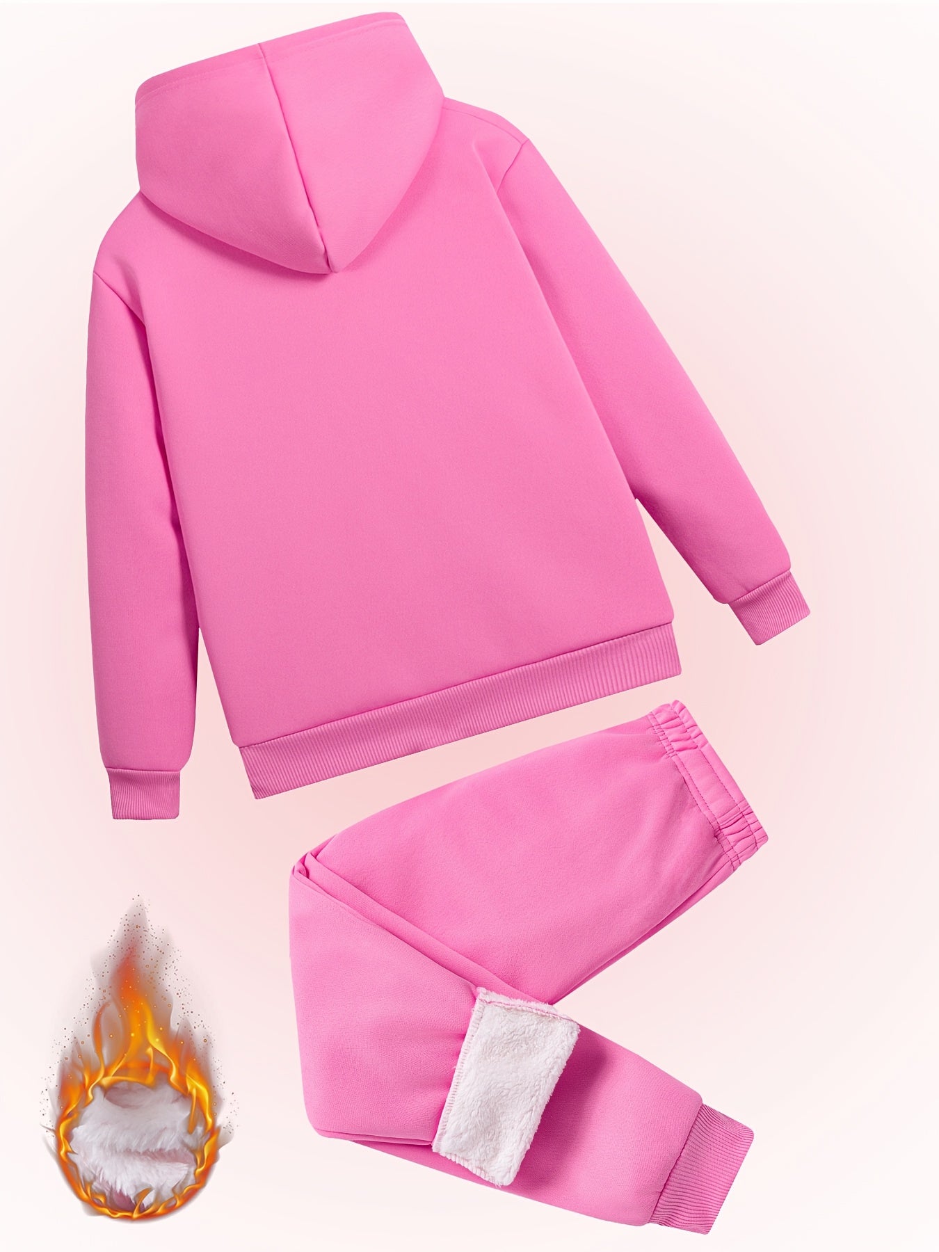 2pcs Girls' Butterfly Print Fashionable Versatile Hoodie + Pants Set, Winter Plush Lined Warm Comfort Casual Outfit for Daily and Outdoor Activities, Perfect for Outdoor