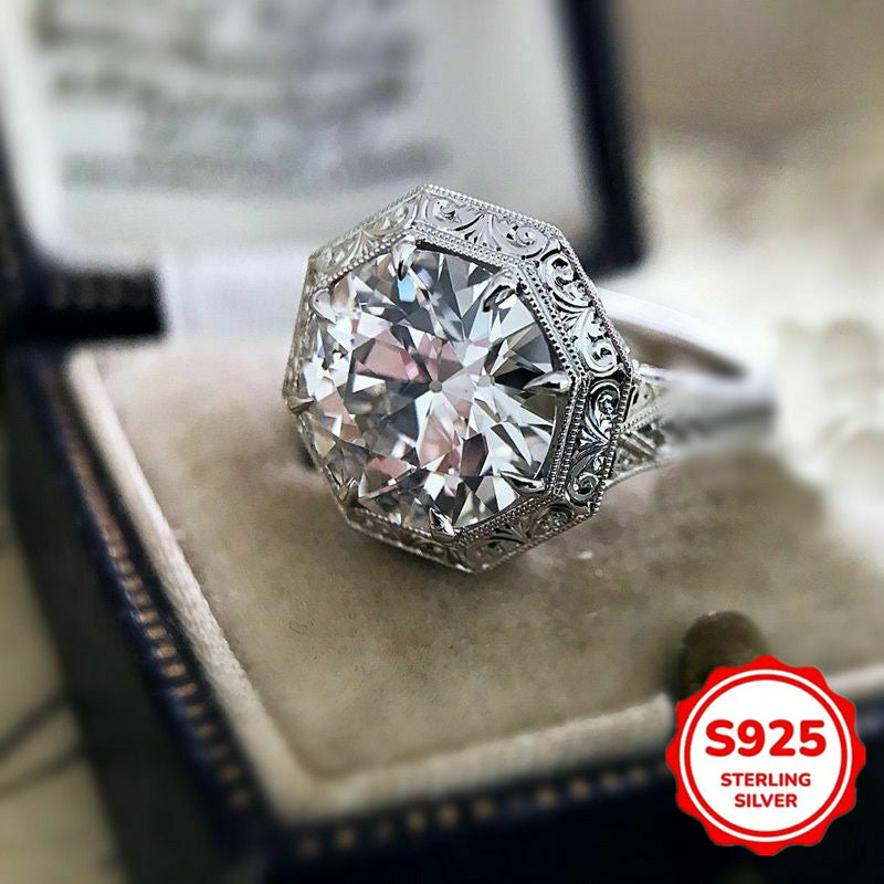 Fashionable and creative wide face 925 sterling 925 silver plated 3A Zirconia ring, unique and exquisite wedding anniversary exchange gift, for Teenager