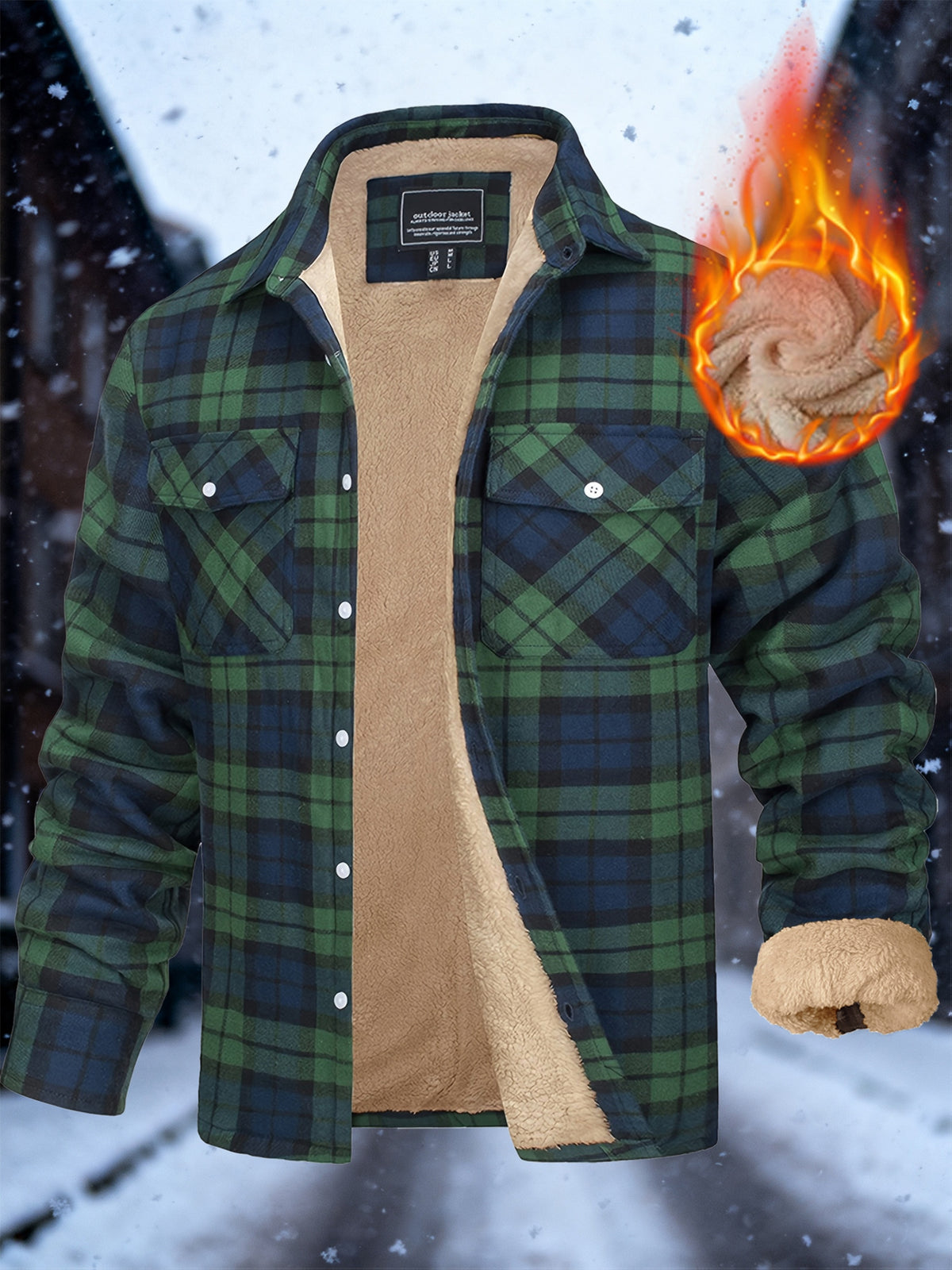 Men'S Winter Flannel Plaid Jacket Fleece Lining Long Sleeve Jacket Thermal Thick Jacket Fashion Stripe Pattern Classic Jacket, Fabric Warm And Soft, Comfortable To Wear Winter Jacket Perfect For Casual Wear College Travel Par