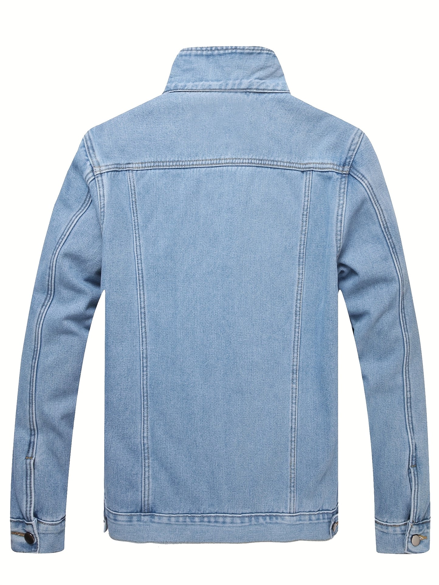 Men's Slim Fit Distressed Ripped Denim Jacket - Stretch Trucker Jacket with Collar, Fringe Detailing & Single-Button Closure | Casual & Party Coat (Machine Washable) | Authentic Western Style Blue Jeans Outerwear