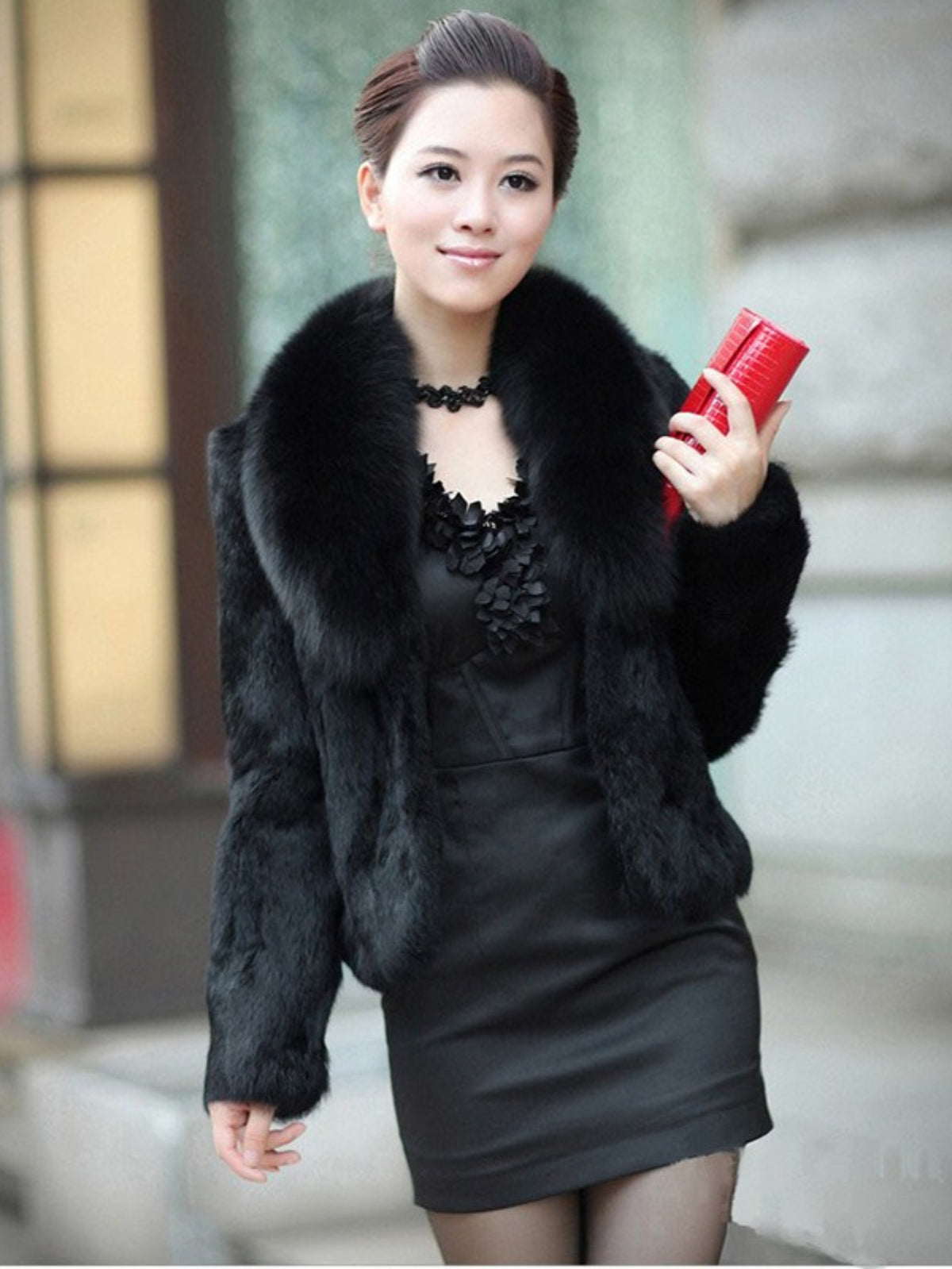 HERTALK Fur Fashion Women'S Clothing, Korean Style Faux Fur Coat, Short Fur Fox Fur Coat