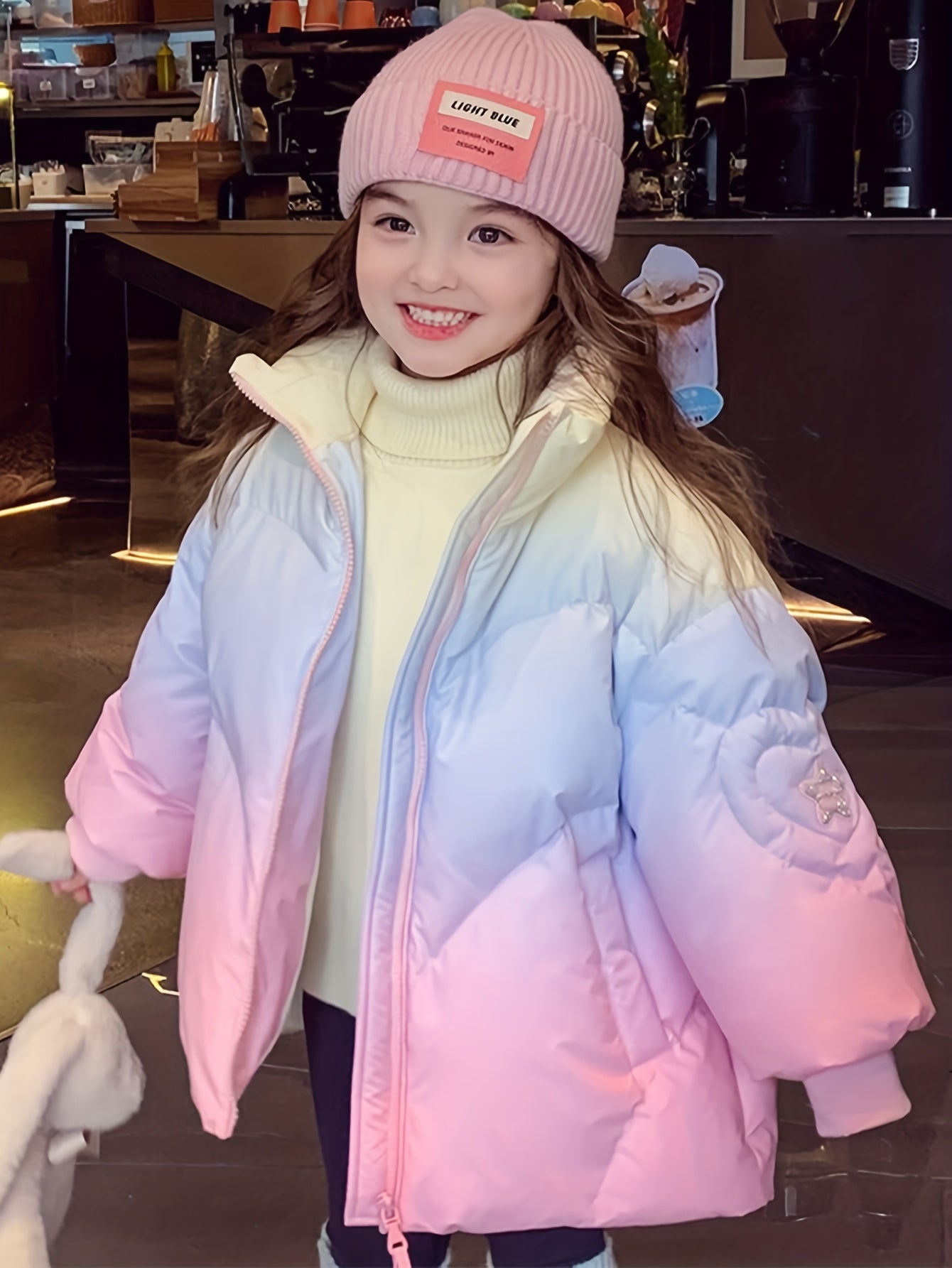 Girls' Short Jacket - Winter Thickened Coat with Full-Zip Closure, High Collar & Pockets | Warm Insulation, Cute & Elegant Loose Fit | PinkPurple | Casual & Outdoor Wear | Easy On/Off for Everyday Cold Weather | 'uterwear, Ja