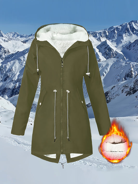 All-Season High Quality Outdoor Hiking Coat - Heavy-Duty Windproof Jacket with Full-Zip Front, High Collar & Hooded Design, Lightweight Warm Insulation for Men & Women, Red/, Ideal for Skiing, Snowboarding & Winter Sports - D