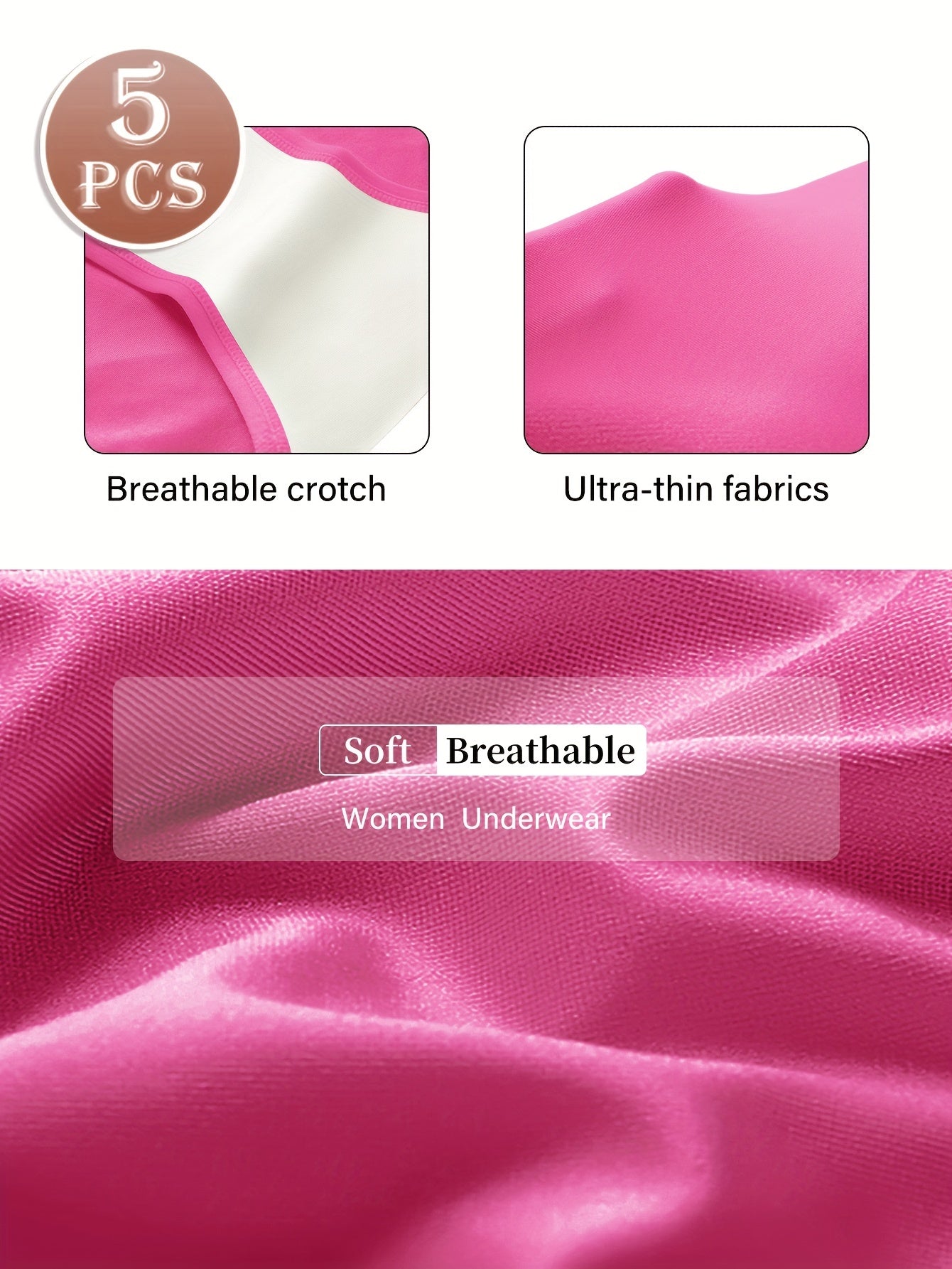 5pcs High-waisted Tummy Tuck Ice Sliky Fiber Fabric Seamless Women's Panties Briefs Comfortable Fit Shaping and Butt-lifting Thin Style for Summer