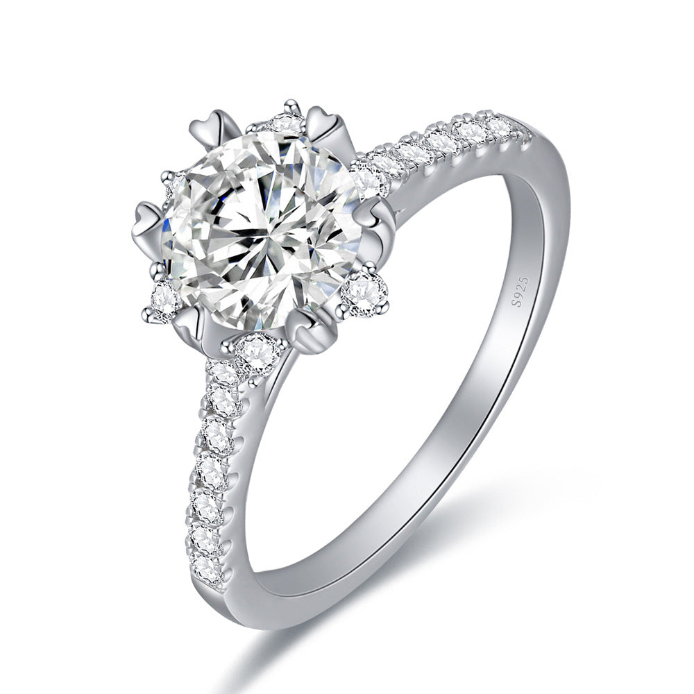 1.2ct moissanite six-claw classic snowflake inlaid ring, fashionable love ring, Women'S Valentine'S Day anniversary gift, with exquisite gift box., Perfect for Wedding, Valentine'S Day, Anniversary, Party, Formal, Everyday, m