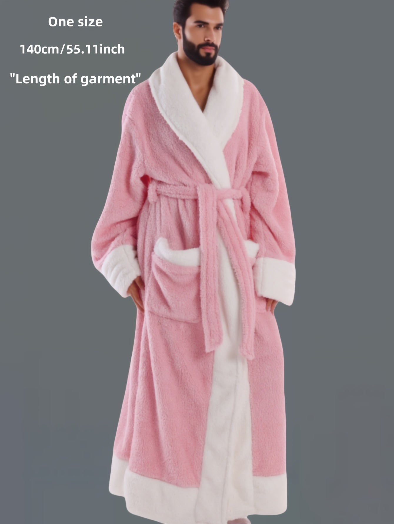 [Winter Plush Robe] 2025 Winter Plush Collection - Men's Warm Robe - Bathrobe for Autumn/Winter - Extended Length & Extra Thick for Warmth - Gift Set - Long Sleeve for Fall/Winter - Adjustable Waistband - Large Pockets - Poly