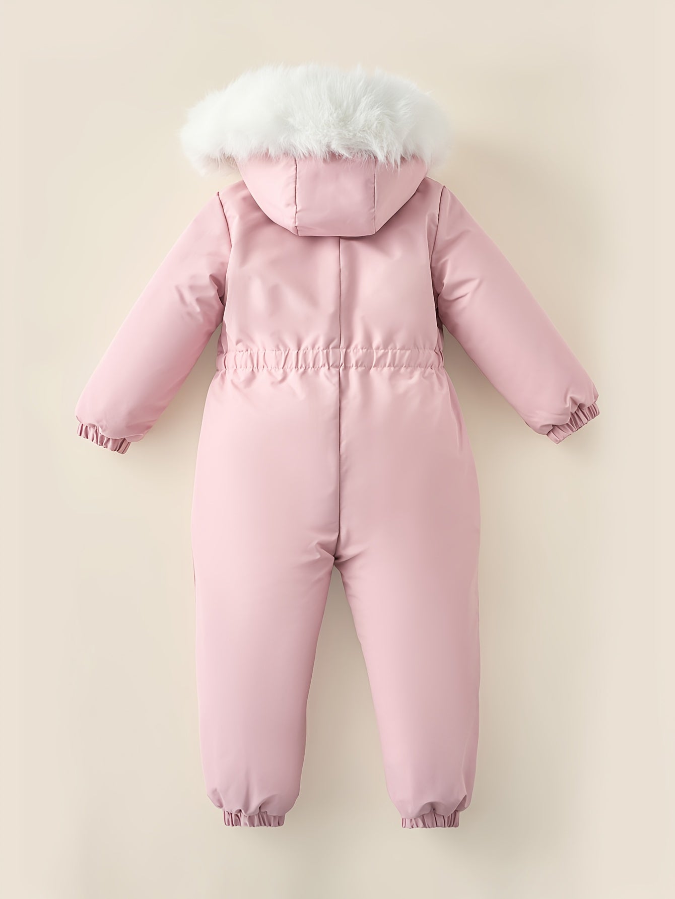 [Pink Hooded Ski Suit] Pink Hooded Ski Suit for Girls 9M-8Y | One-Piece Winter Warm Zip Pockets