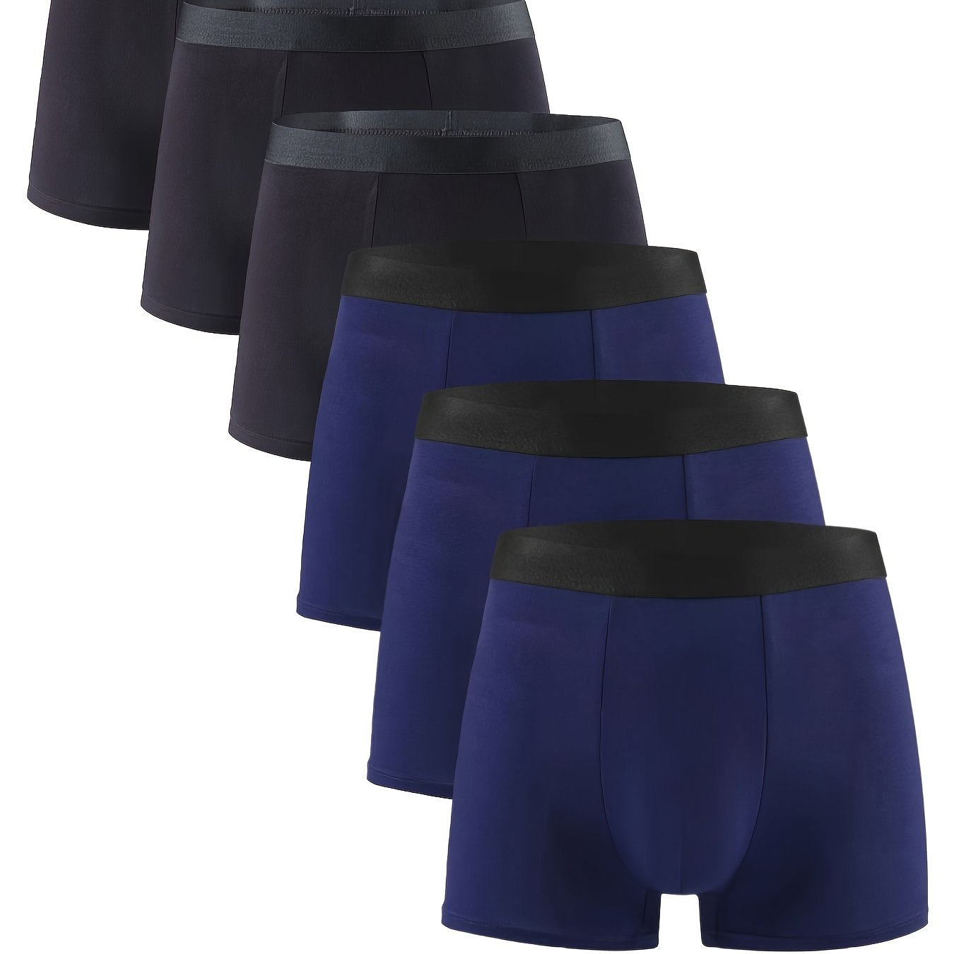 [Bamboo Fiber Boxer Briefs] 6pcs Men's Bamboo Fiber Boxer Briefs - Moisture-Wicking Breathable Soft Stretch Underwear - Suitable for Sports and Daily Wear - All-Season Comfort Youthful Design Classic Boxer Style Smooth Fabric
