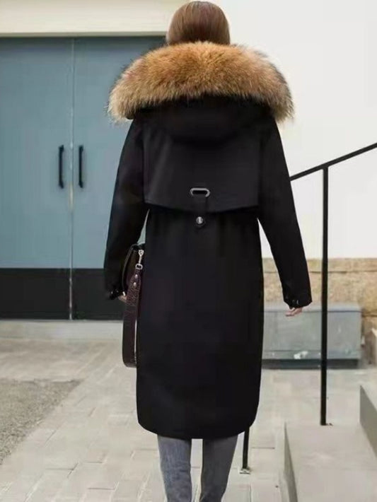 ARTPAGE Women's Winter Arctic Parka Jacket with Faux Fox & Raccoon Fur, Thickened -Padded, H-Line Regular Fit Coat for Extreme Cold Weather Outdoor (Solid Color) – Hand Wash/Dry Clean – Heavy-Duty Winter Clothing