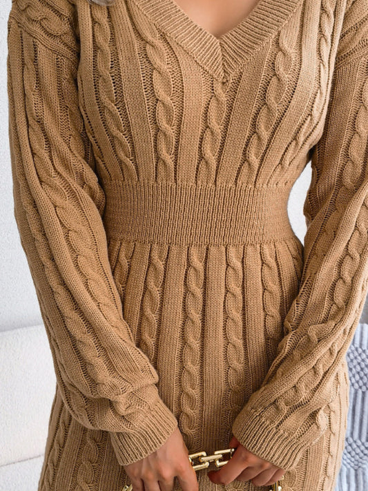 Women's Hollow V-Neck Bodycon Dress - Long Sleeve Slim Fit A-Line Silhouette, Elegant Winter Dress for, Party & Formal Events, Soft Vibe Dopamine Style 2025 (Casual to Professional Wear)