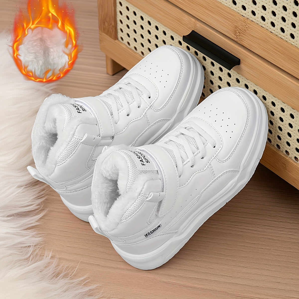 Kids' High-Top Winter Sports Shoes - Lightweight EVA Sole, Thickened Warm Skate Shoes with Fleece Lining, All-Terrain Suitable for Outdoor, School and Casual Wear - Ideal Choice for Skiing, Snowboarding, Autumn and Winter Spo