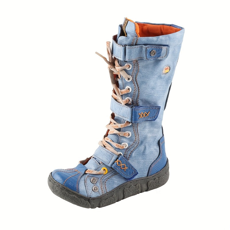 [Y2K Hottie Style Boots] TMA EYES Y2K Hottie Style Women's Mid Top Boots | Fashionable, Simple, Lightweight, Non-Velvet, Spring Summer