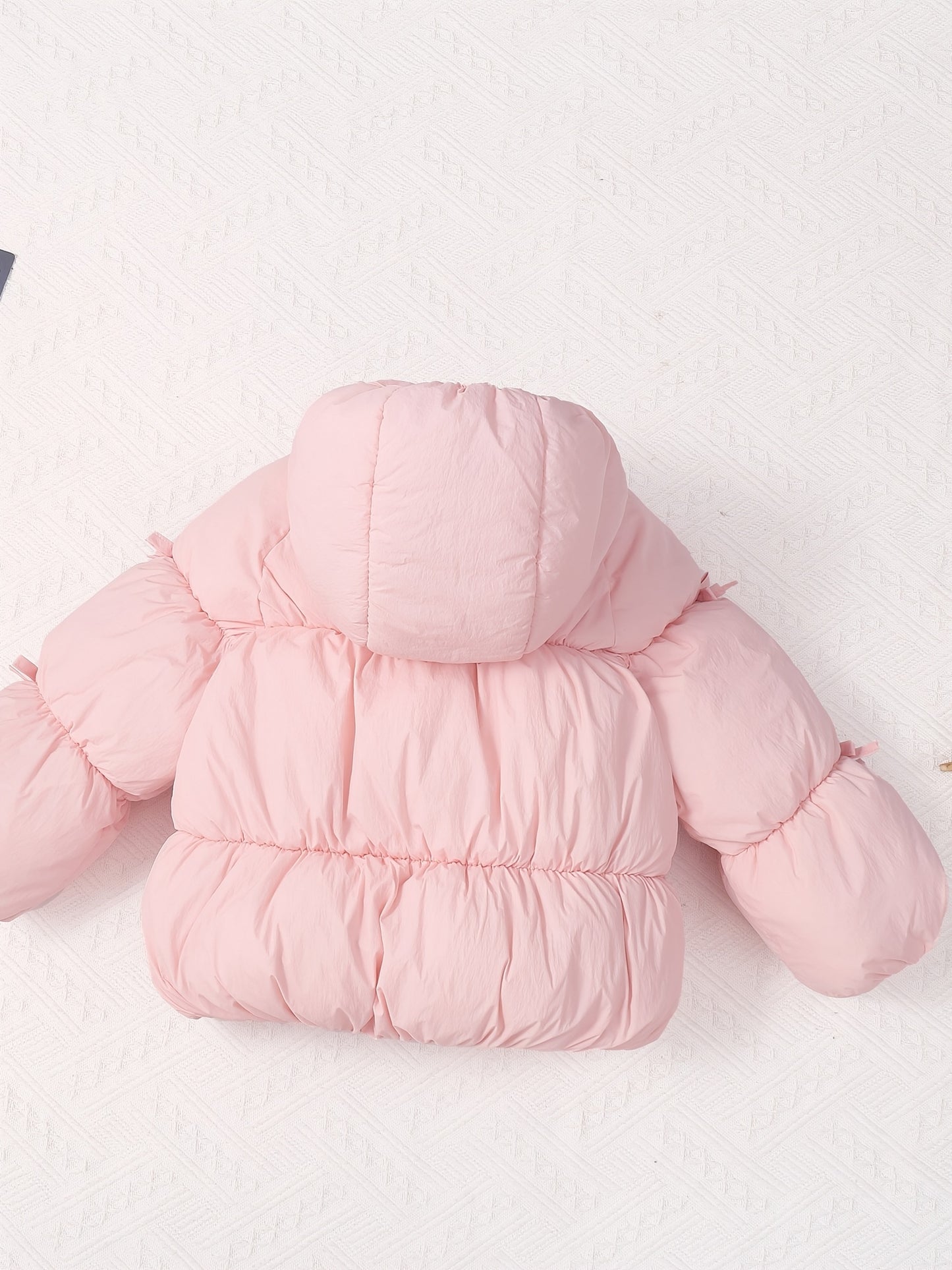Girls' Winter Warm Hooded Jacket with Heart & Bow Accent - Cute Red Coat, Full-Zip Front Closure, Soft Polyester, Cozy Fall/winter Outerwear For Everyday & Special Occasions, Winter Clothes For Girls, Fall Winter Wear, Playfu
