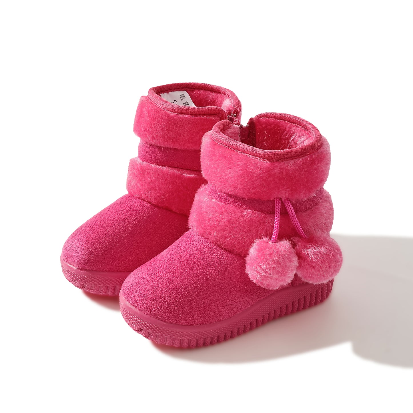 [Kids' Snow Boots] New Kids' Snow Boots, Boys and Girls PlushBall Soft Sole Warm Fleece-Lined Thickened Shoes, Cute Comfortable Zipper Design