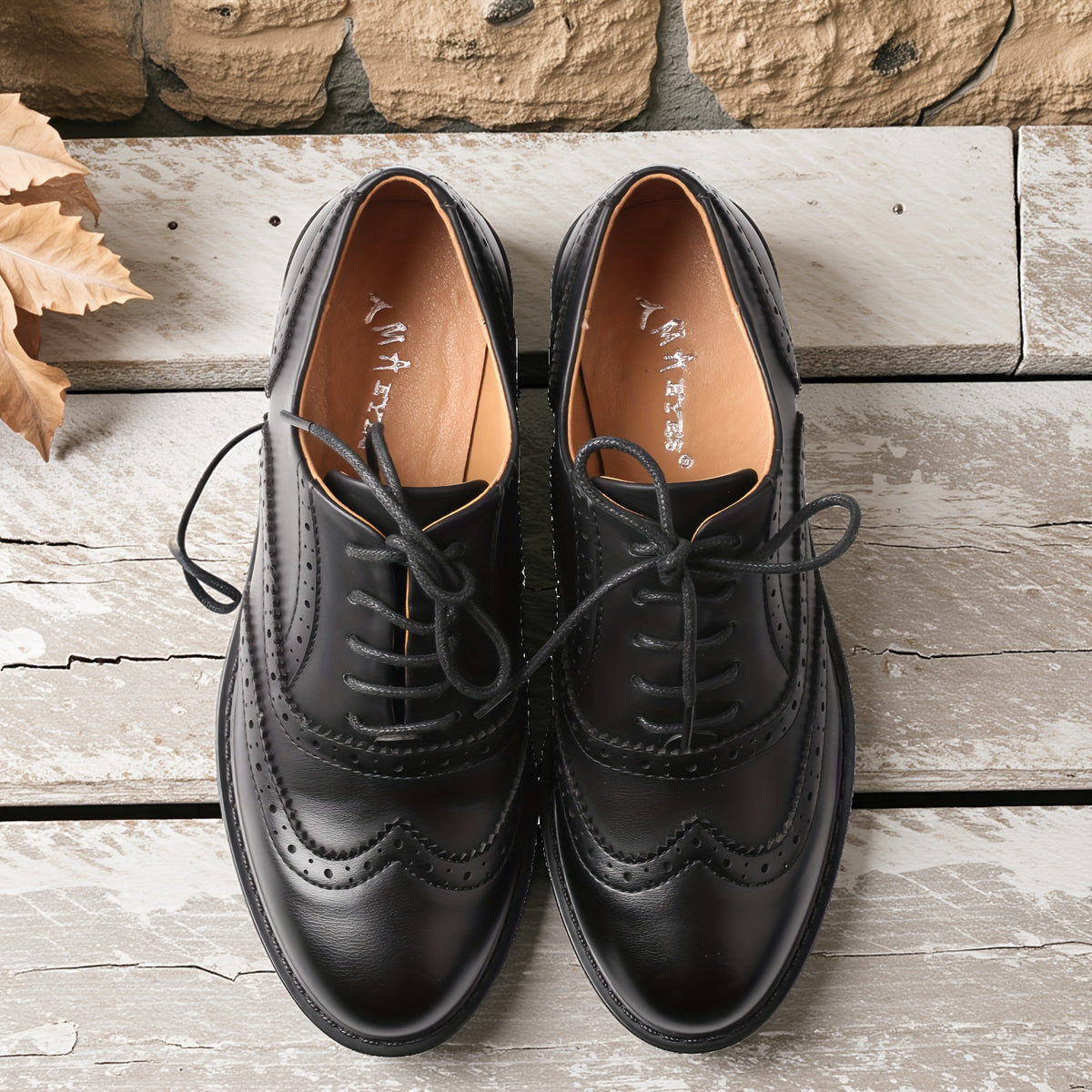 [Retro British Loafers] TMA EYES Women's Retro British Style Loafers | Thick Sole Penny Brogue Shoes with Polka Dot Pattern, Lace-Up Design, Brown Upper & TPR Sole for Fall & Spring Casual Wear, Ladies Shoes And Loafers, Spri