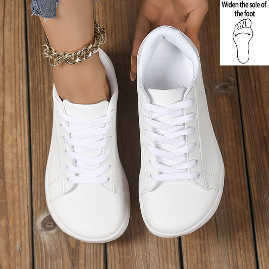[Casual Sneakers] Four Seasons New Fashion Minimalist Women's Casual Sneakers With Front Lace-Up, Extra Wide And Comfortable Large Size Barefoot Shoes, Women Shoes