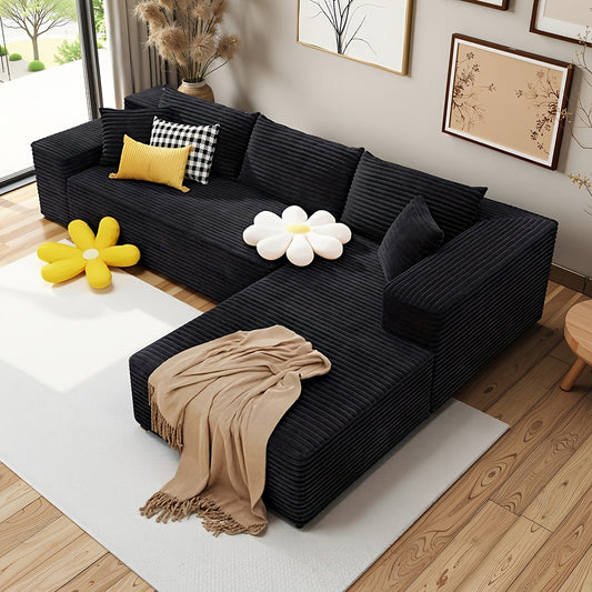 105.9-inch Plush Cloud Sectional Sofa, Boneless L-shaped Sofa With Deep Seating, Modular Sofa For Living Room, No Assembly Required, Minimalist Modular Sofa For Bedroom And Apartment Lounge.