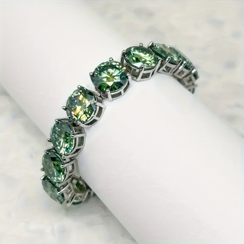 1pc S925 925 Silver 85 carat green Moisanne for moms, dads, wives and daughters, perfect for Casual Attire, Father's Day, Valentine's Day, parties, personality, creativity, holidays, weddings and banquets