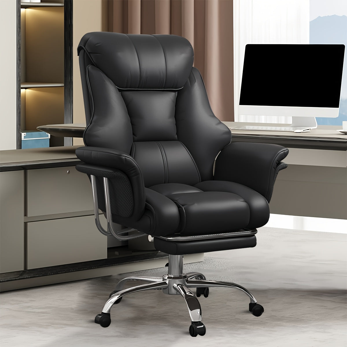 Big And Tall Office Chair 400lbs Wide Seat, High Back Executive Office Chair with Foot Rest, Ergonomic Chairs Lumbar Support