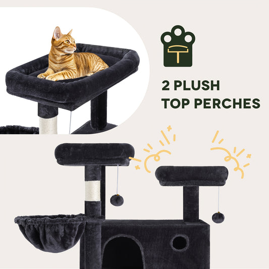 HOOMIC 81in Multi-Level Tall Cat Tree For Indoor Cats/ Large Cat Tower With Plush Condo/ Hanging Hammock & Basket/ Cozy Pussycat Perches/ Sisal Scratching Posts/ Wide Base/ Big Play House/ Pet Furniture/ Free Shipping