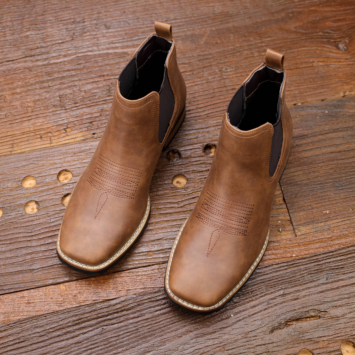 Men'S Slip-On Boots - Brown Formal & Casual Shoes, Non-Slip Rubber Sole, All-Season Everyday & Formal Wear, Easy-Clean Footwear for Office, Outings, Parties - Classic Men'S Boots, Office Footwear, Sleek Design, Durable Constr