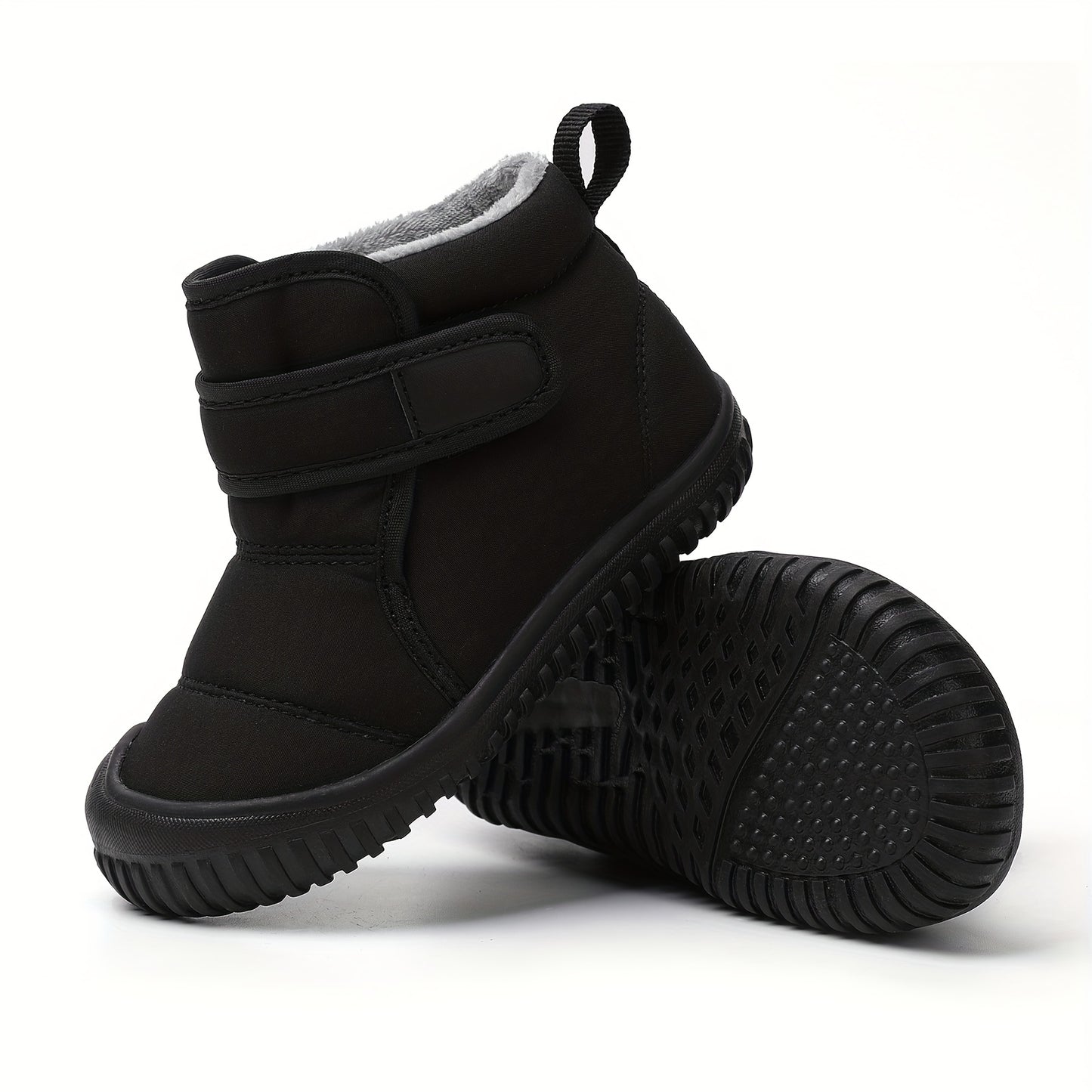 [Winter Warm Snow Boots] Winter Warm Snow Boots | Soft Fabric Lining & Cushioned Insole | Black/Pink/Gray Casual Shoes for Boys & Girls, Easy Slip-On with Durable Rubber Sole