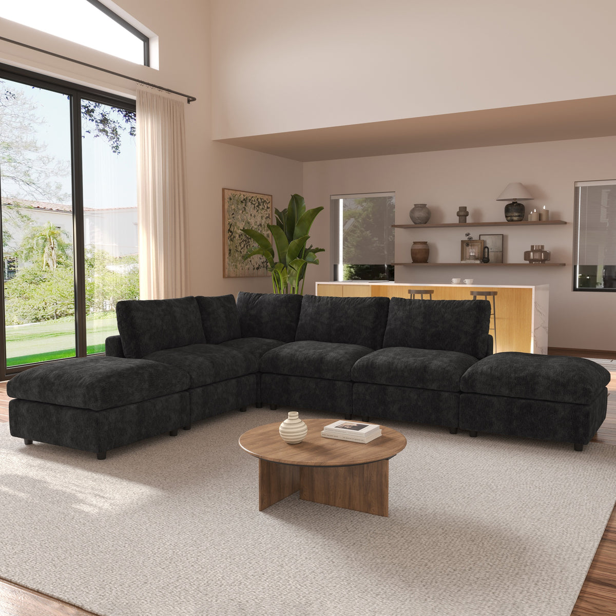 [Cloud Couch Sectional] Oversized Modular Cloud Couch Sectional Sofa | 134" U-Shaped Convertible Living Room Set with 2 Ottomans, Washable & Replaceable Covers
