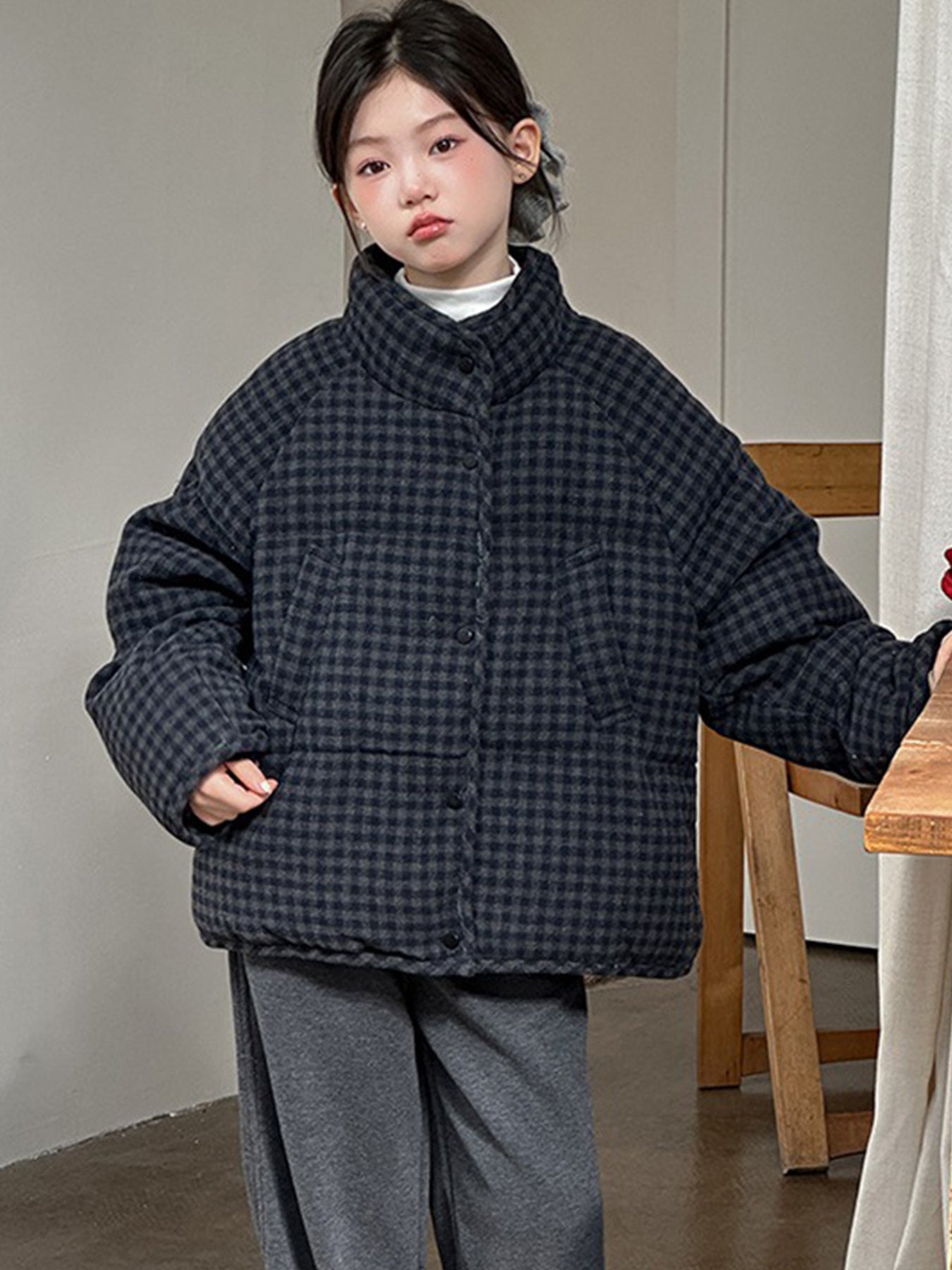 ' Korean-Style Winter Jacket Thick Warm & Coat with Collar & Padded - Soft Outer & Cotton Lining for School, Play, Outdoor - Unisex Cold-Weather Outerwear (Hand Washable)