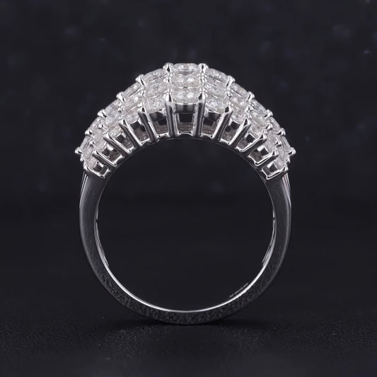 925 Sterling Silver Ladies' Ring, Luxurious And Fashionable, Multi-layered Design, Fully Set with 5A Zirconia, Suitable for Daily Wear, Engagement, Wedding, Parties, As A Gift for A Girlfriend, And to Be Included In A Gift Bo