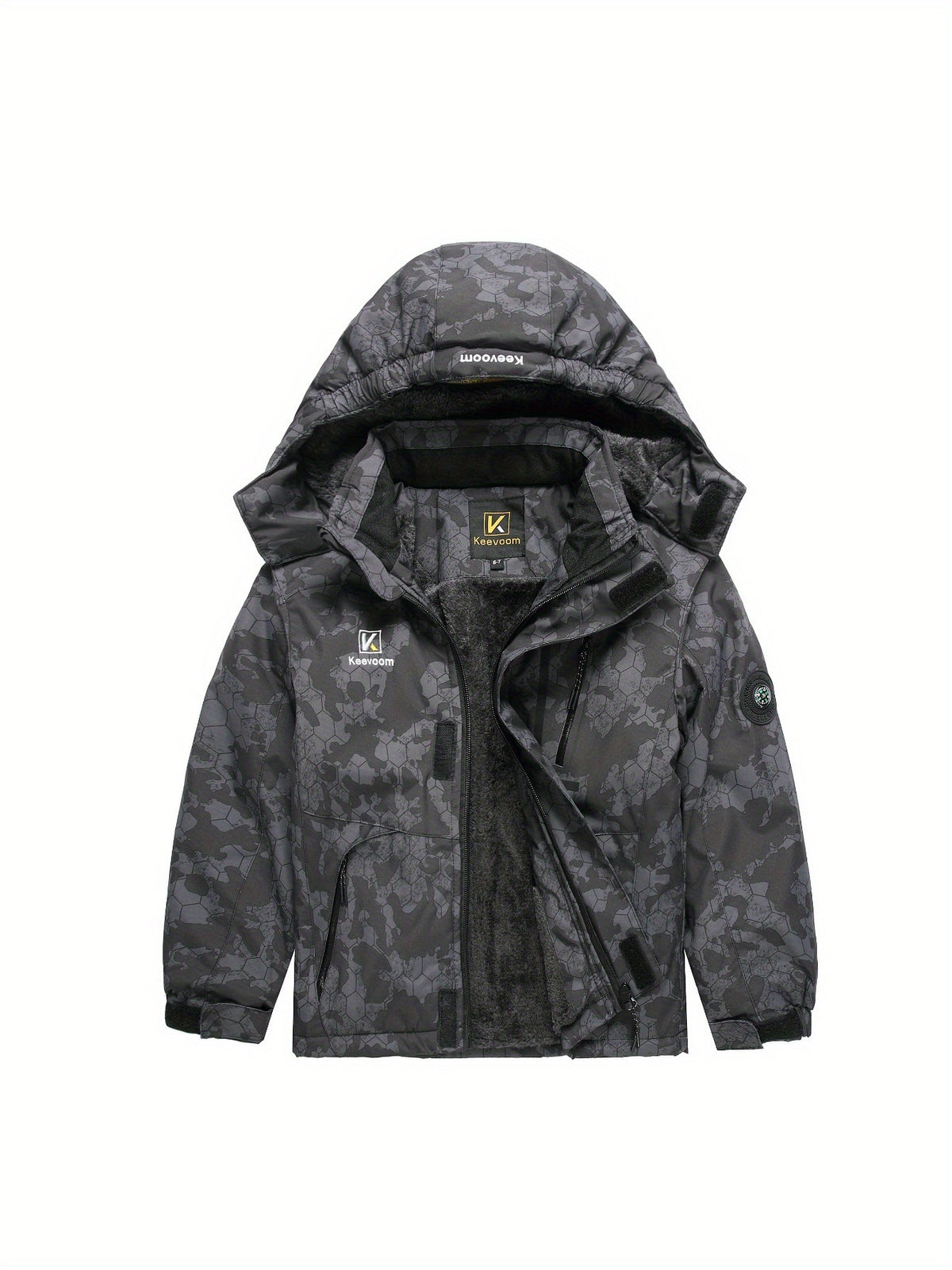 Boys' Winter Warm Coat - Windproof Snow Jacket with Hood, Casual Zip-Up Coat for Fall/Winter Outdoor Activities, Polyester Lined, Regular Fit, Winter Coats for Boy, Autumn Winter Apparel, Hooded Design, Durable Zipper Closure