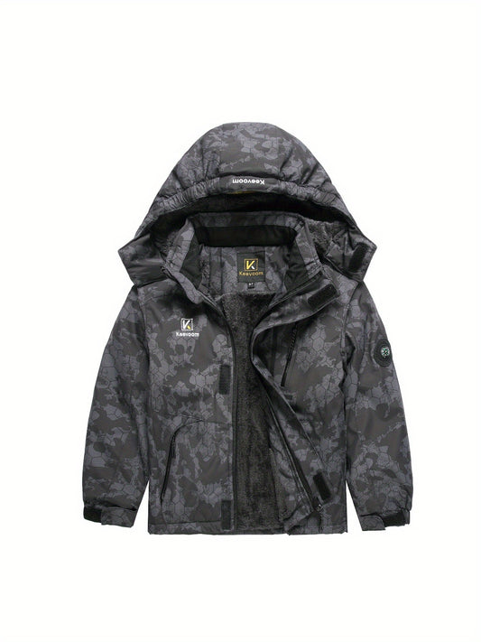 Boys' Winter Warm Coat - Windproof Snow Jacket with Hood, Casual Zip-Up Coat for Fall/Winter Outdoor Activities, Polyester Lined, Regular Fit, Winter Coats for Boy, Autumn Winter Apparel, Hooded Design, Durable Zipper Closure