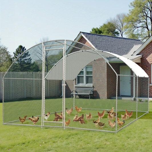 Multi-Size Splice Galvanized Pipe 180g PE Rain Sheet Metal Round Top Chicken Coop Iron Chicken and Rabbit Cages, Extra Large Chicken Coop, Chicken Coop Supplies, Wooden Chicken Coop, Galvanized Chicken Coop, Outdoor Enclosure