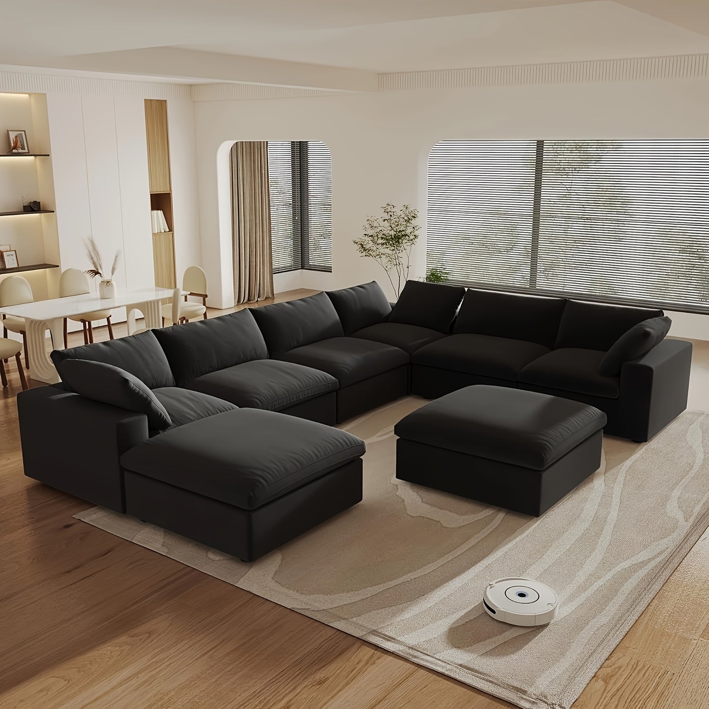 Cloud Modular Sectional Sofa Couch, Oversized Couch 8 Seater Sofa, 160.6" U Shaped Convertible Couches with Storage Ottoman for Living Room, Deep Sofa Couches, Sofa Covers Washable&Replaceable(White)