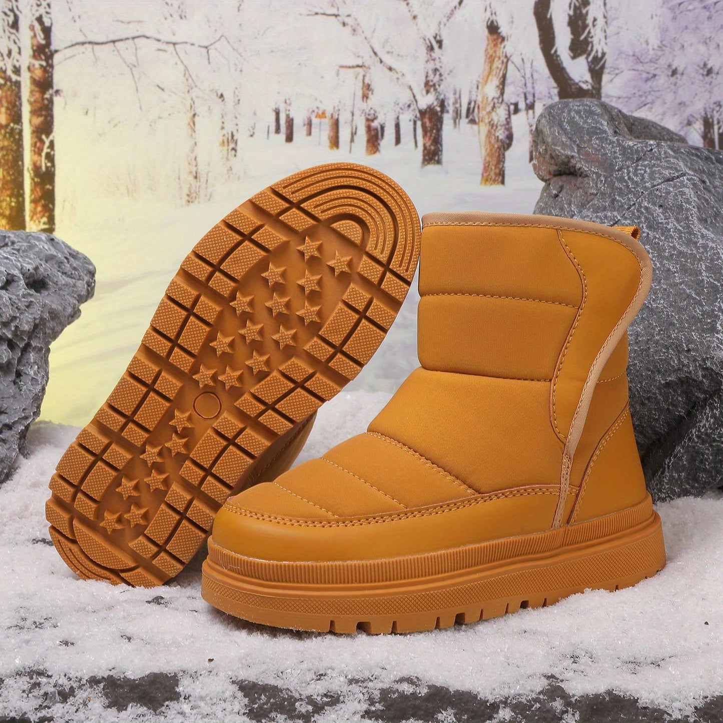 Kids High-Top Winter Snow Boots with Zipper Closure & TPR Sole - Heavy-Duty High Quality Cold Weather Boots with Cushioned Insole, Round Toe & Arch for Boys & Girls (Toddlers to Youth) - Ideal for School, Playground, Travel,